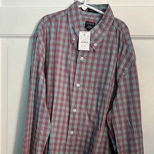 J Crew Factory Mens Gingham Flex Casual Shirt Button Down NWT Classic Fit Medium